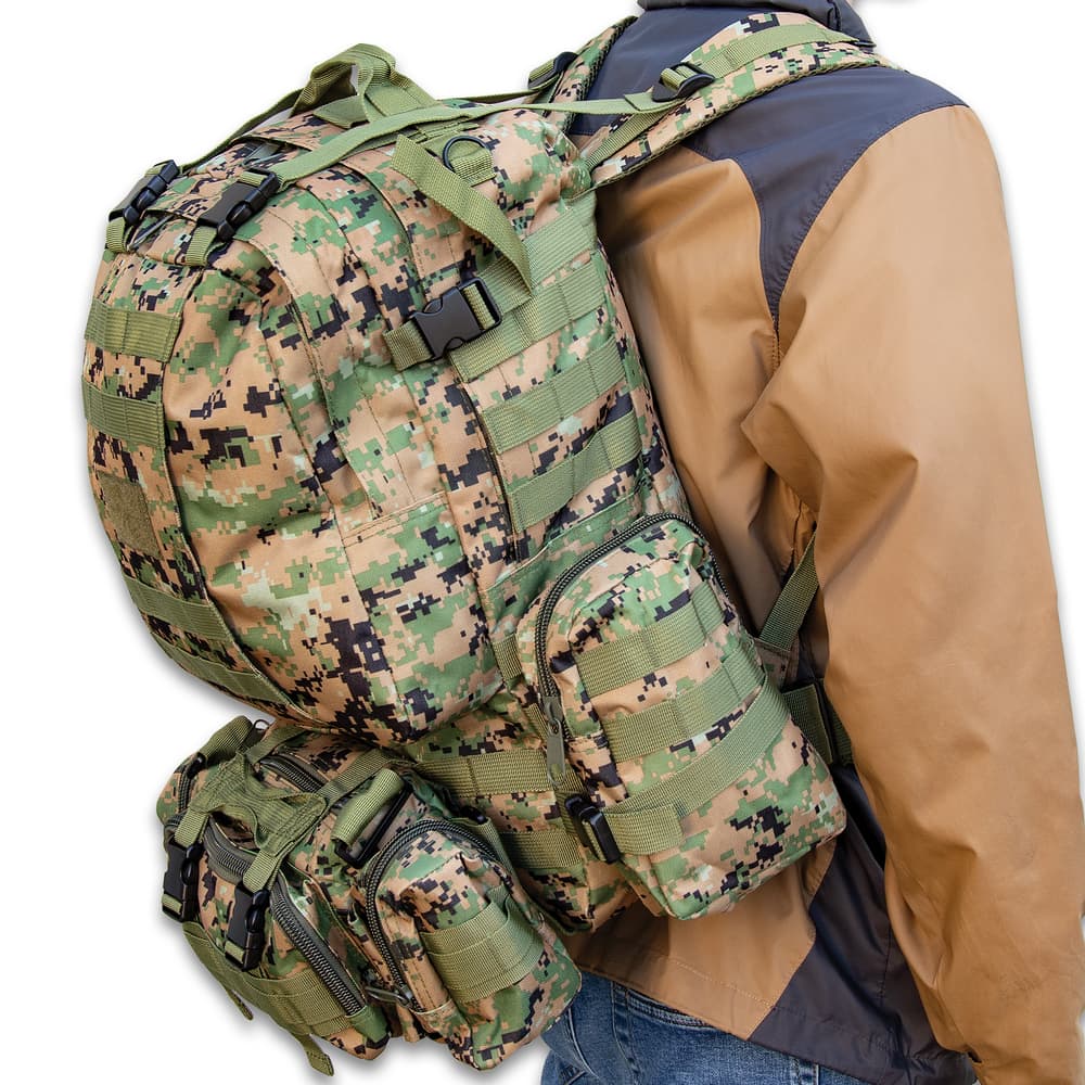 Full image of a person wearing the Gear Assault Pack. image number 1